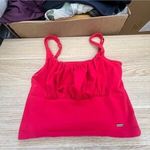 Hollister - Red Cropped Ruffle Top